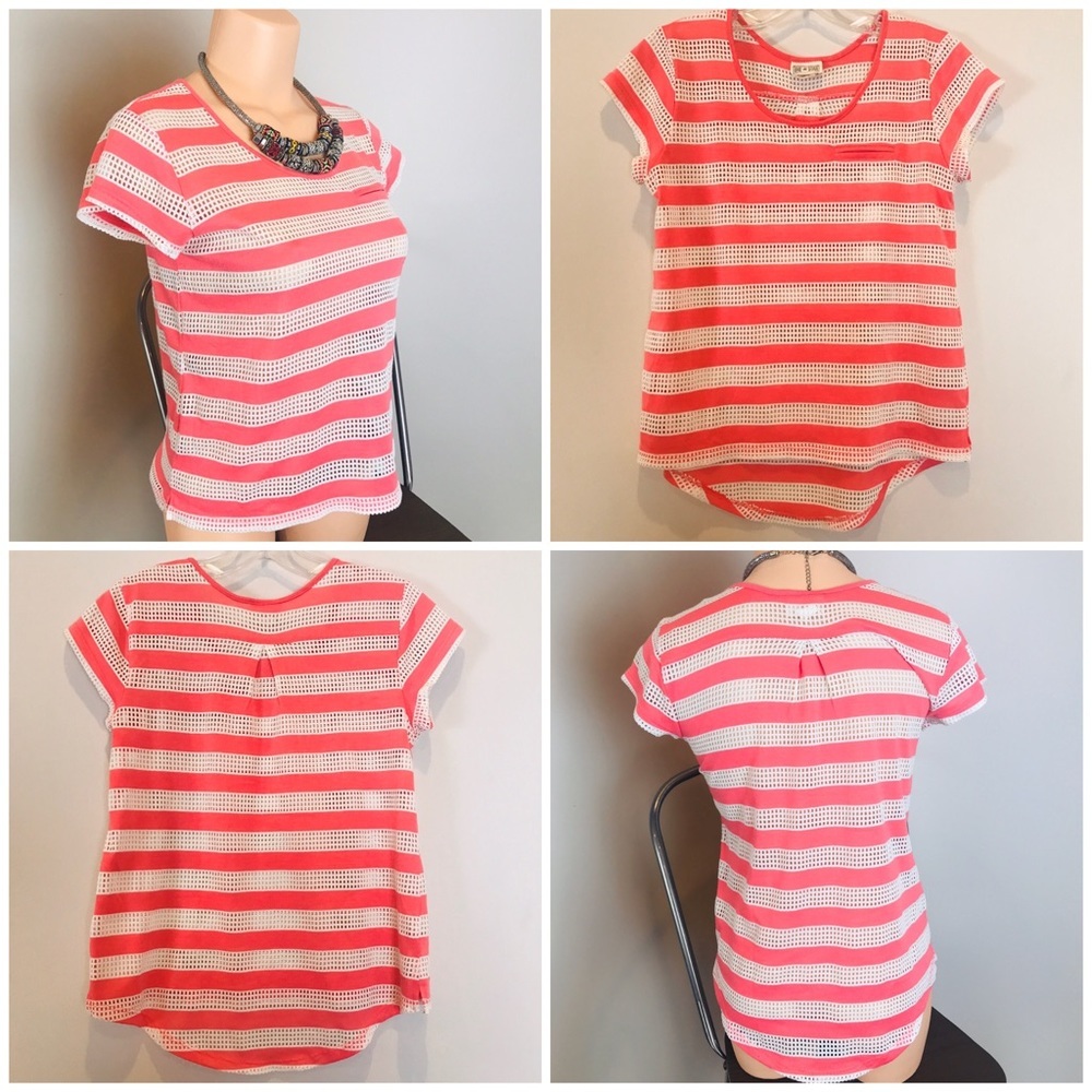 2/$14 Converse Mesh White & Coral Tee XS - Picture 1 of 8